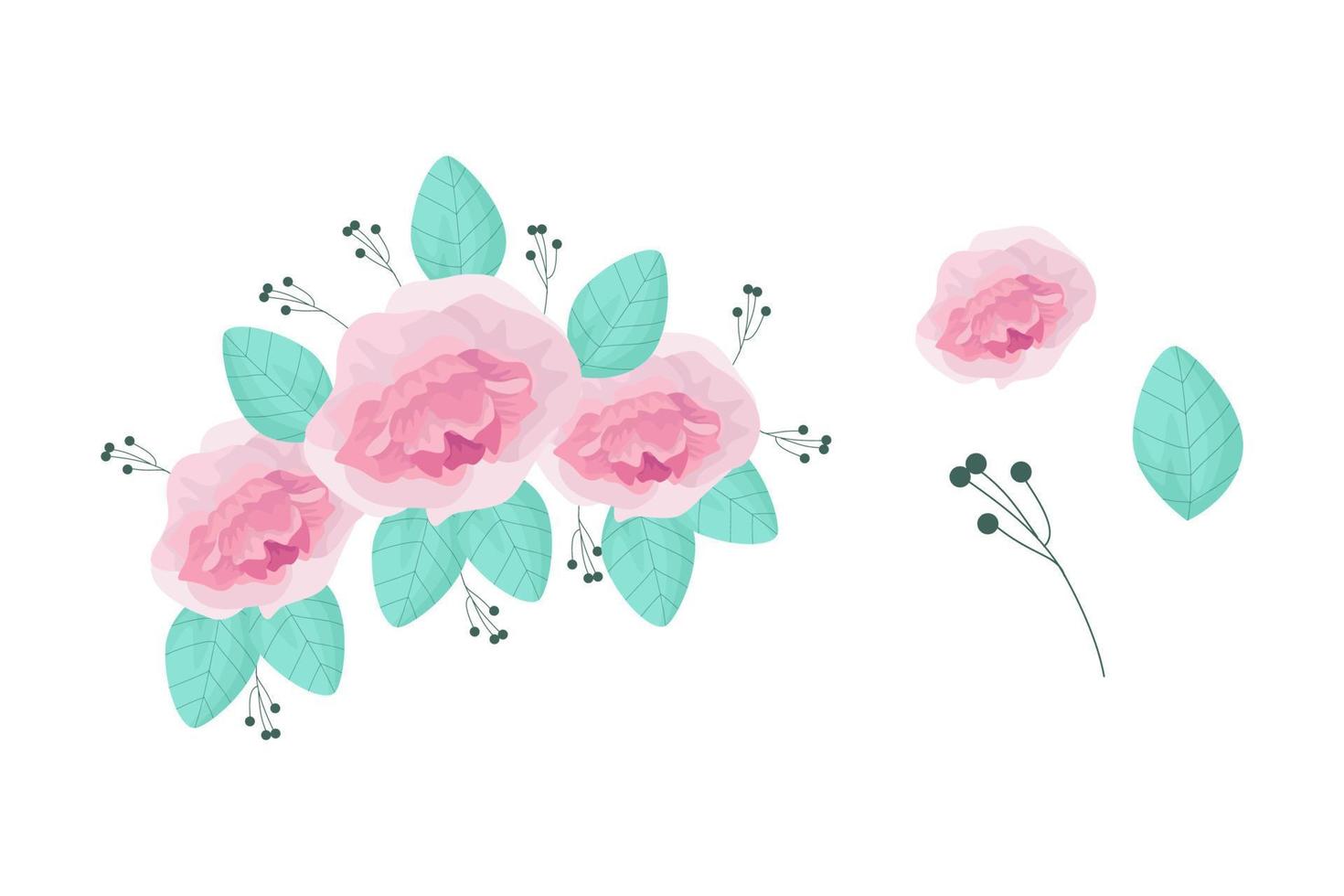 A variety of colorful arrangements of beautiful leaves and flowers vector