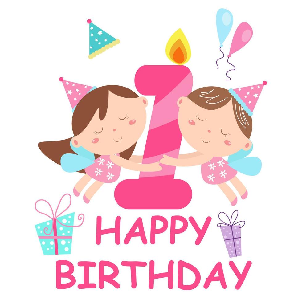 Fun happy birthday card vector illustration
