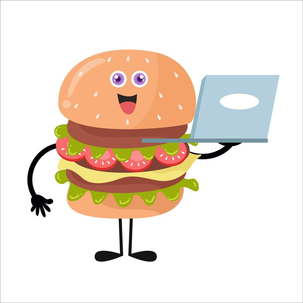 Cute burger cartoon with various activities vector