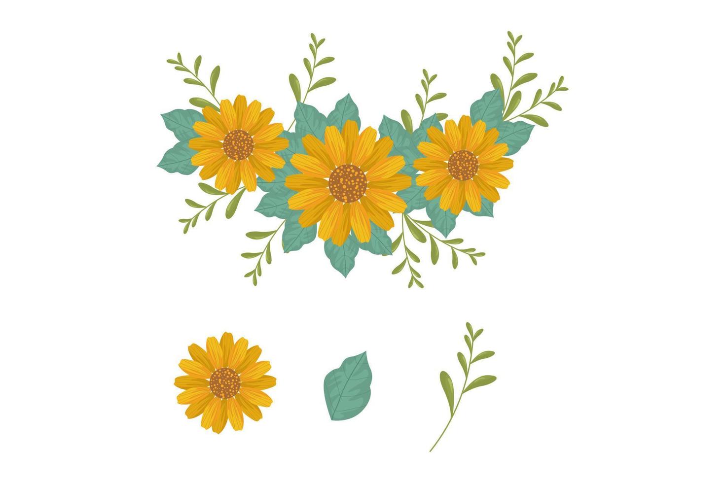 A variety of colorful arrangements of beautiful leaves and flowers vector