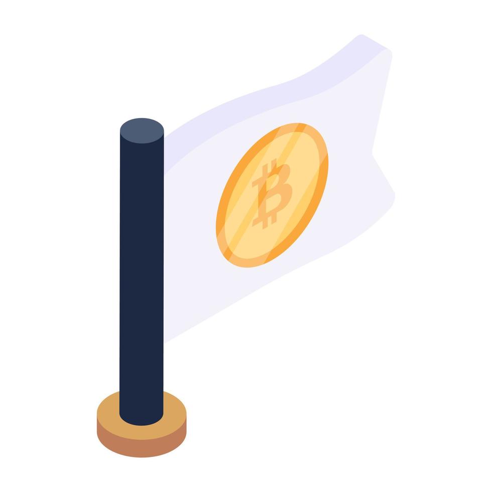 An isometric icon design of bitcoin flag vector