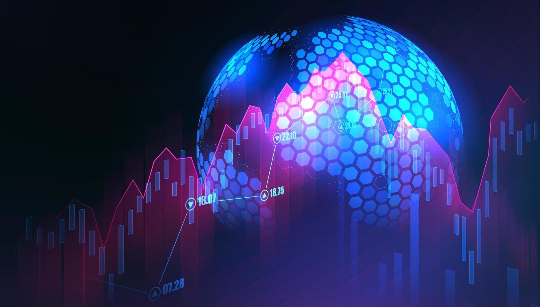 mercado de valores o gráfico de comercio de divisas en concepto gráfico vector