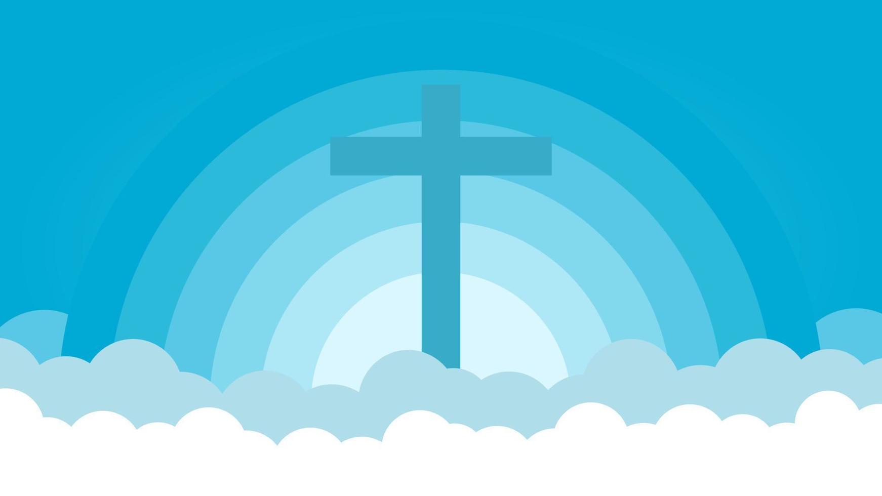 Christian Background with Cross. You can use this asset for your content like as Happy Easter Day, Good Friday, Ascension Day, worship, streaming, presentation, broadcast and anymore. Cloud and light. vector