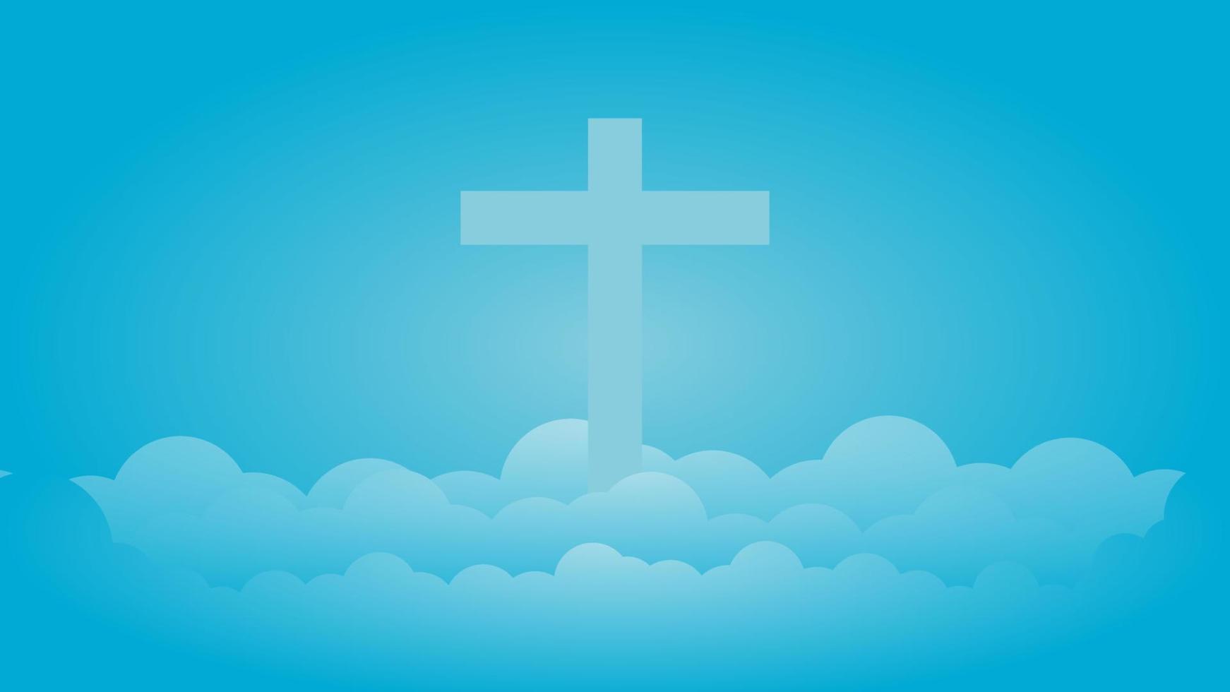 Christian Background with Cross. You can use this asset for your content like as Happy Easter Day, Good Friday, Ascension Day, worship, streaming, presentation, broadcast and anymore. Cloud and light. vector