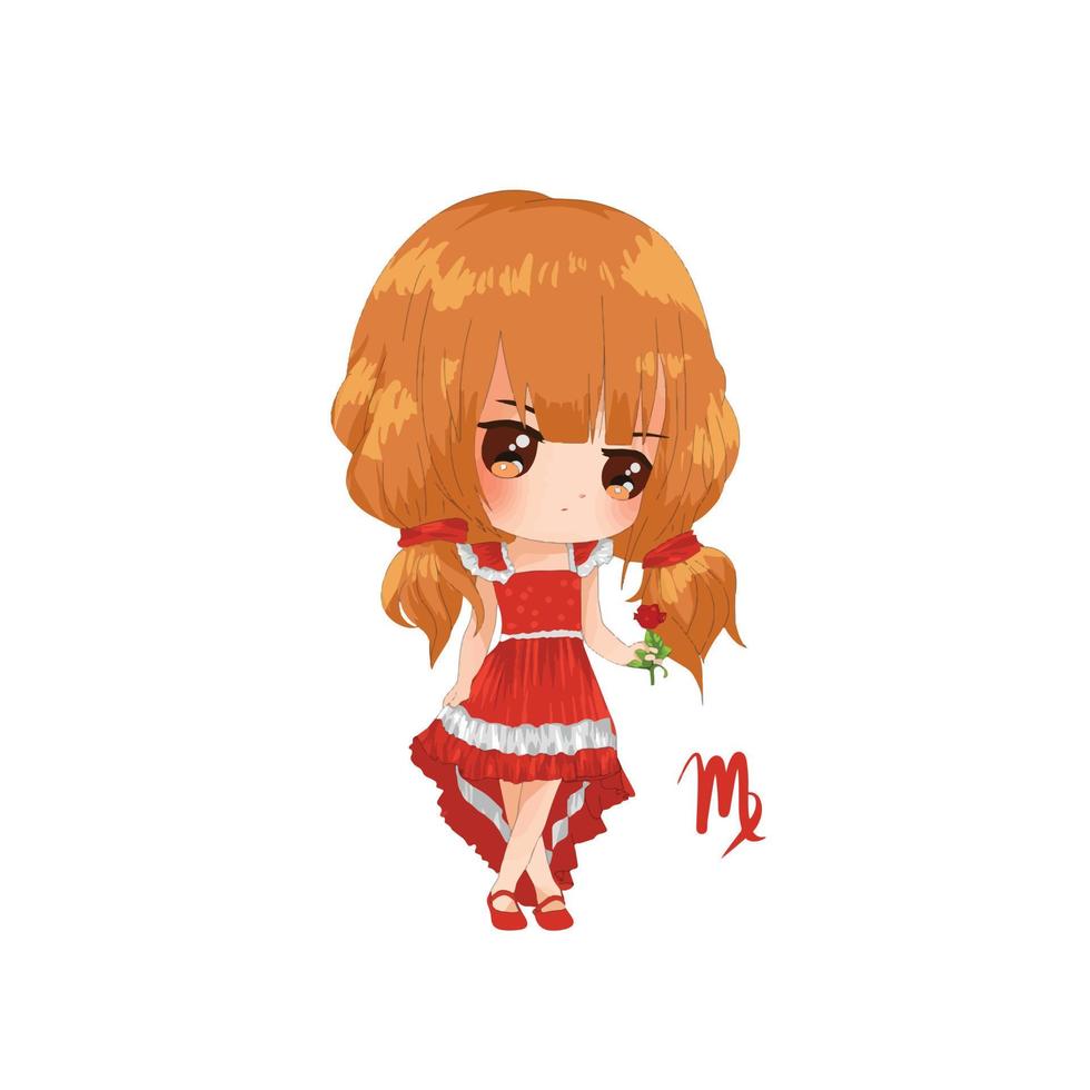 chibi virgo zodiac illustration vector