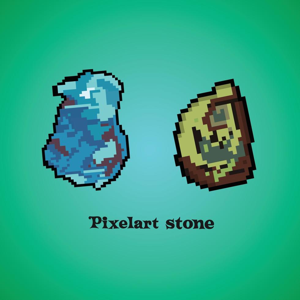 Piedras preciosas de rubí de píxeles de 8 bits y daimond de píxeles para activos de juegos y patrones de punto de cruz en ilustraciones vectoriales vector premium