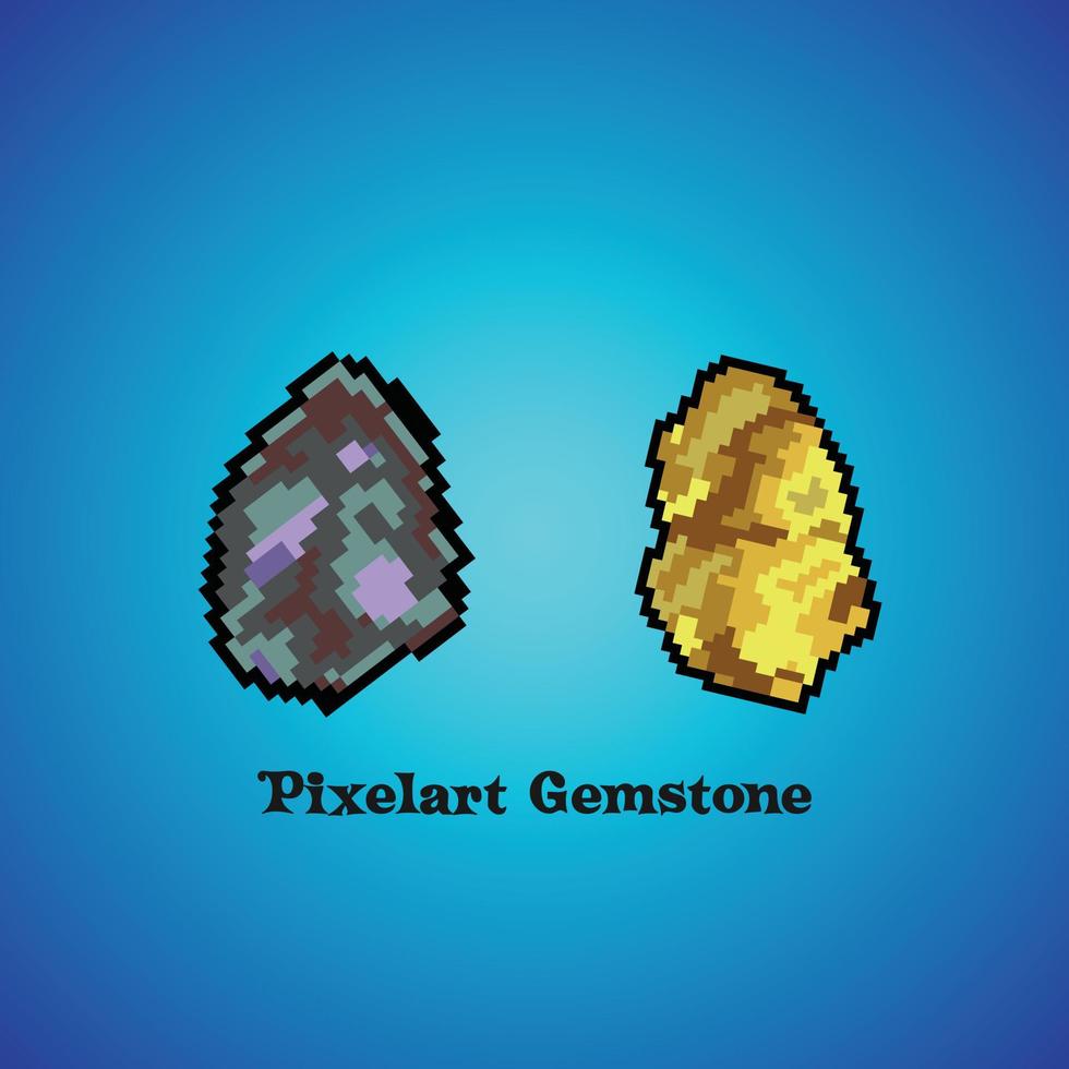 8 bit pixel ruby gemstones and pixel daimond  for game assets and cross stitch patterns in vector illustrations Premium Vector