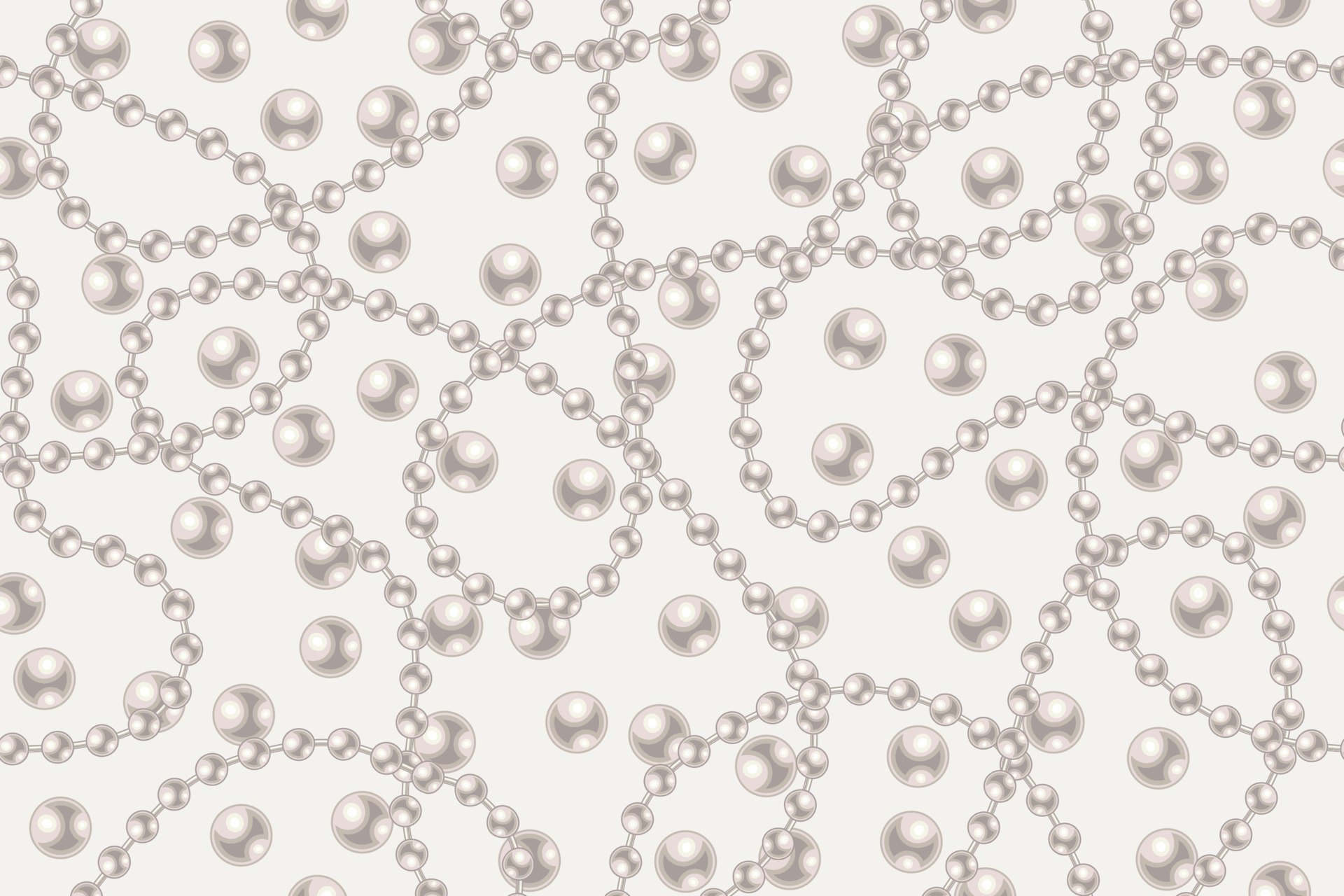 Seamless pattern with large white pearl beads, strings of pearls on