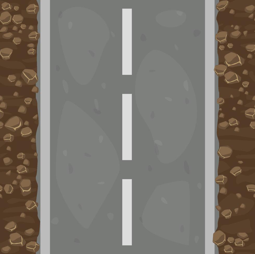 Seamless pattern textured road and land with stones and cobblestones. Background soil with gravel and asphalt. vector