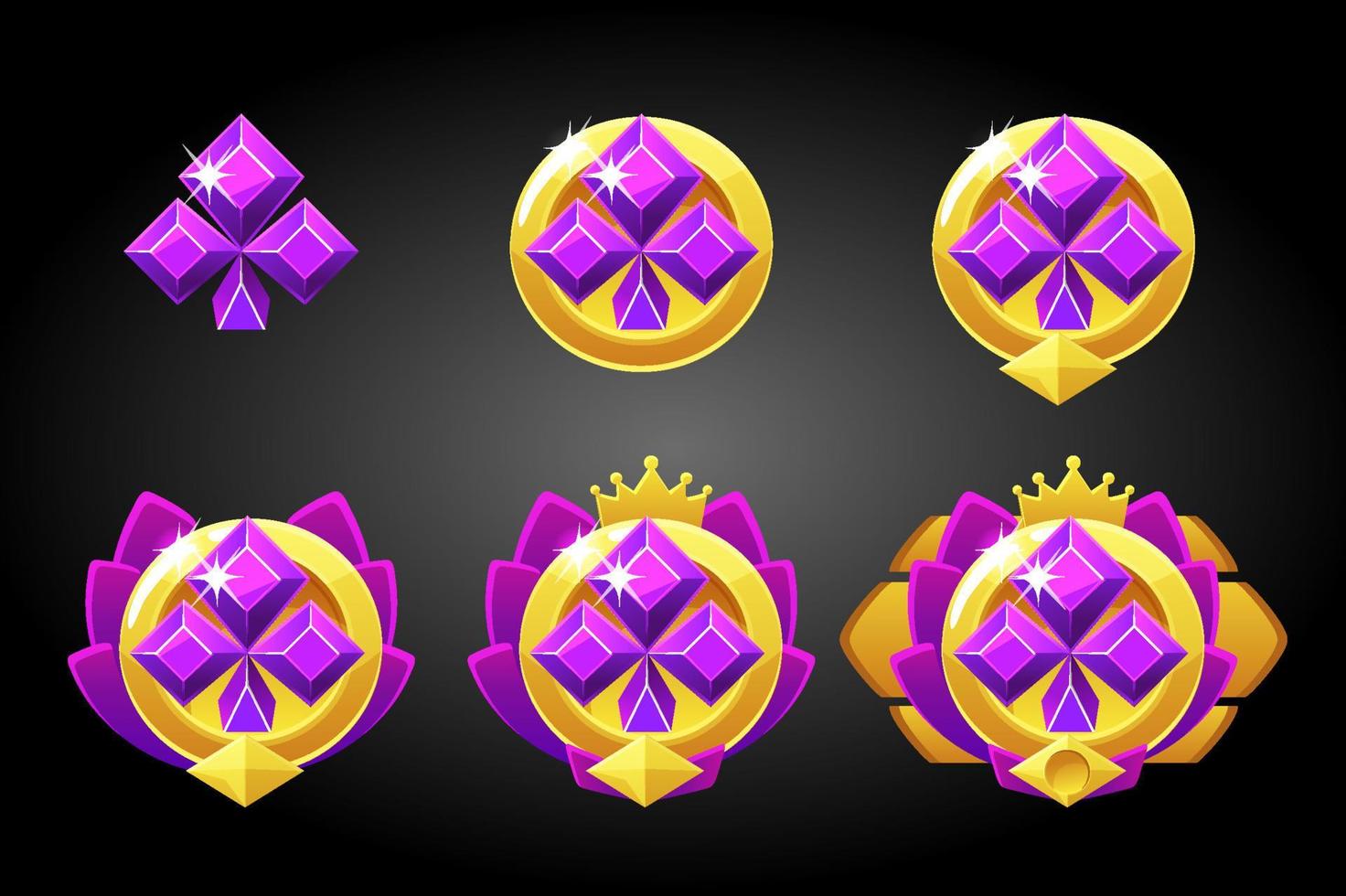 Vector set of game card suits of clubs symbol awards. Ranking in poker game, reward for winning..