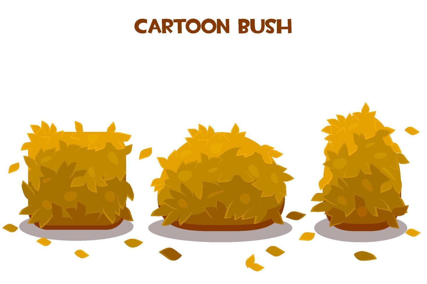 Set vector isolated orange dry autumn bushes.