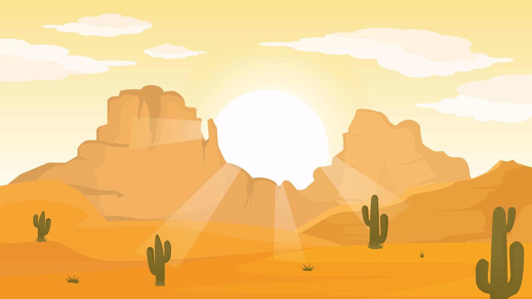 ilustración de fondo de paisaje de dibujos animados de desierto de fantasía vector