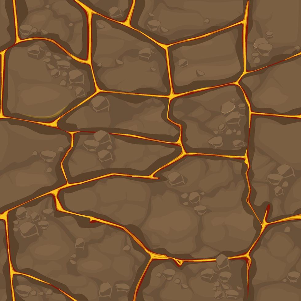 Seamless ground pattern with lava from volcano for wallpaper. vector