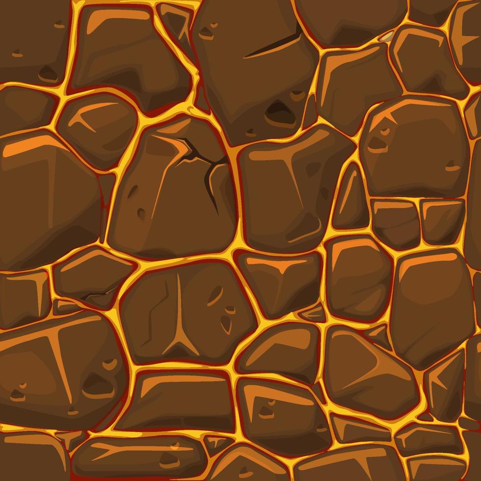 Flat lava or fire texture seamless pattern for wallpaper. Vector illustration lava texture background from volcano with cracks for graphic design.