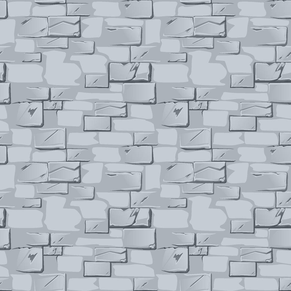 Vector seamless pattern of gray stone wall. Textured background of an old brick wall.