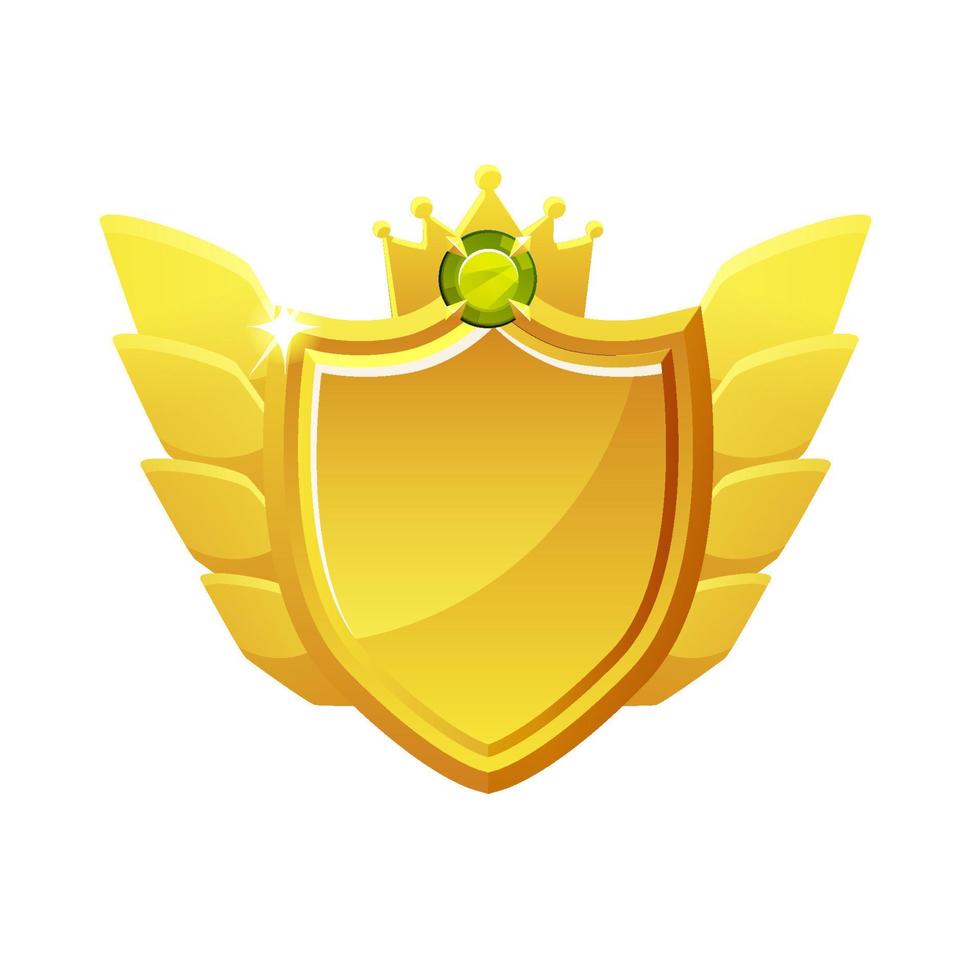 Vector golden shield with diamond to achieve rankings. Illustration blank award for the winner.