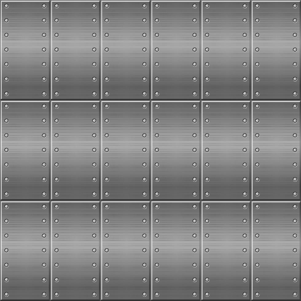 Seamless metallic background, metal plates for design. Vector illustration of a stainless steel texture, repeating in a row.