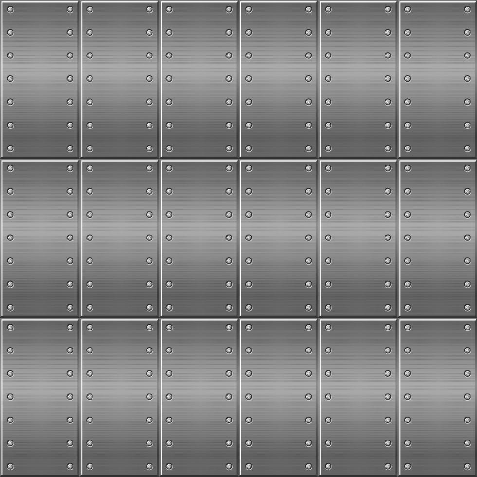 Seamless metallic background, metal plates for design. Vector illustration of a stainless steel texture, repeating in a row.