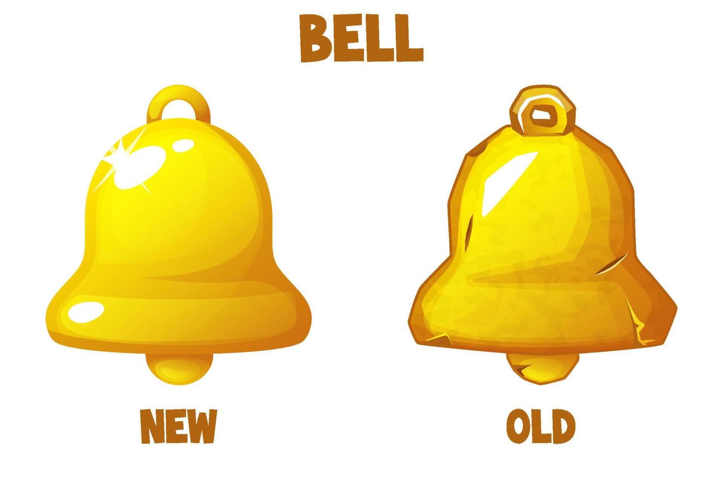 iconos dorados de campanas nuevas y antiguas. objetos aislados vector