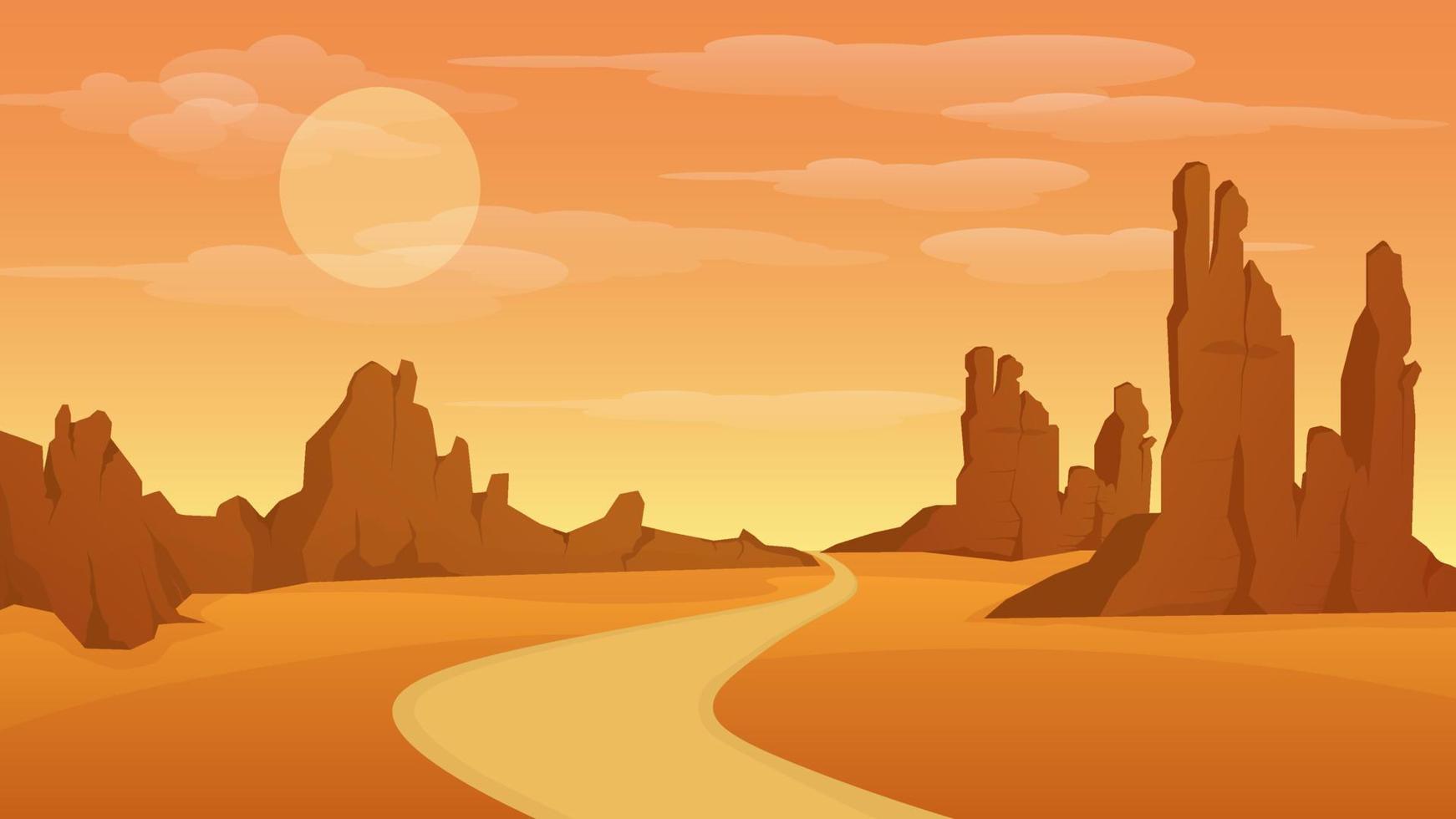 ilustración de fondo de paisaje de dibujos animados de desierto de fantasía vector