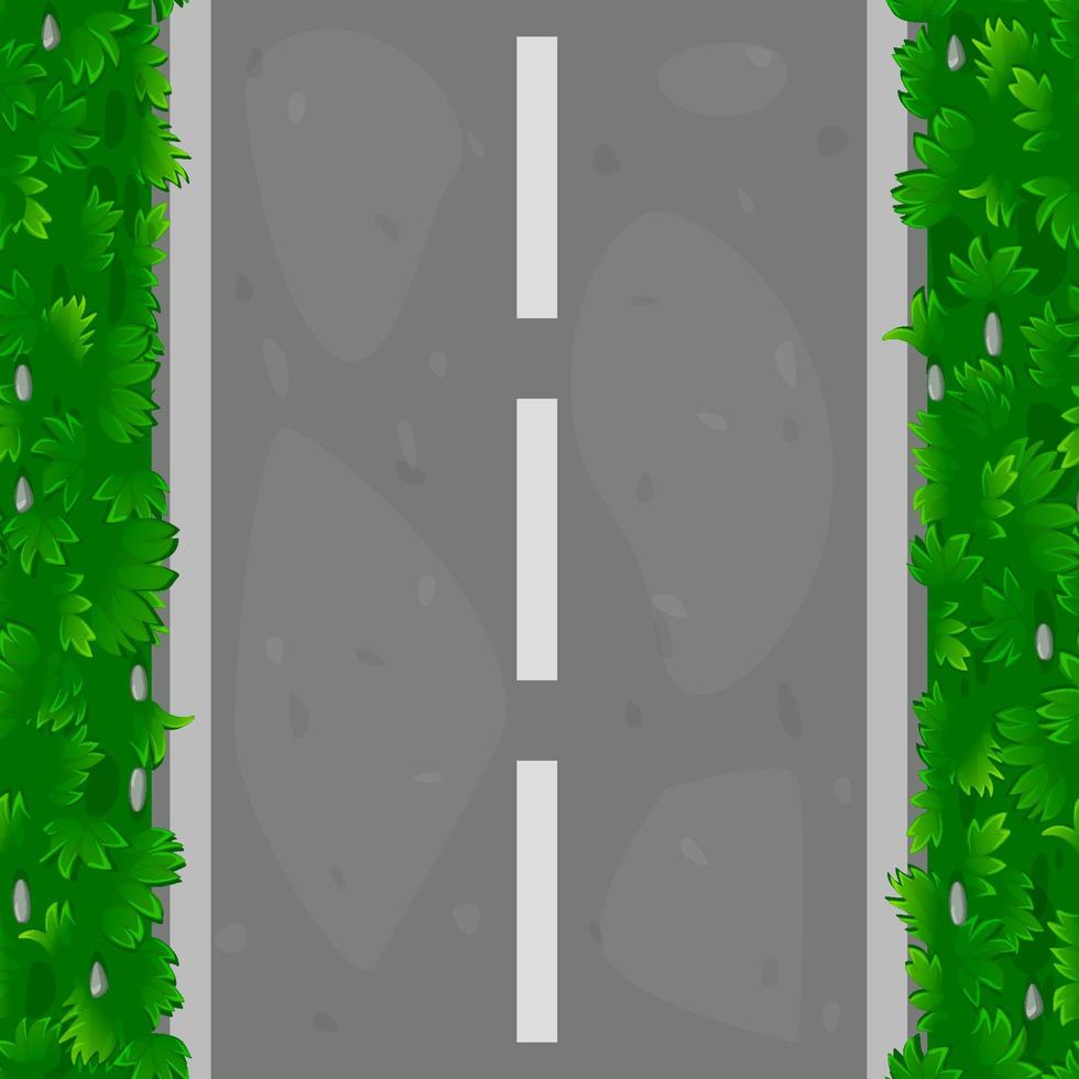 Seamless pattern of asphalt road with grass. Textured road paths along grass covered with grass. vector