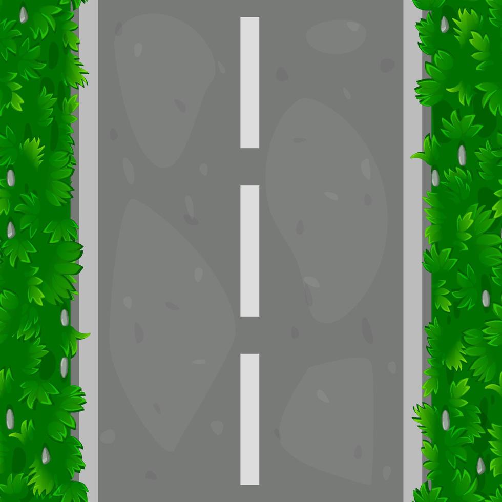 Seamless pattern of asphalt road with grass. Textured road paths along grass covered with grass. vector