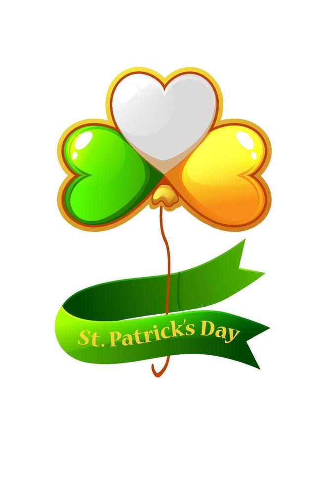 St. Patrick's Day clover shaped balloons flag of ireland. vector