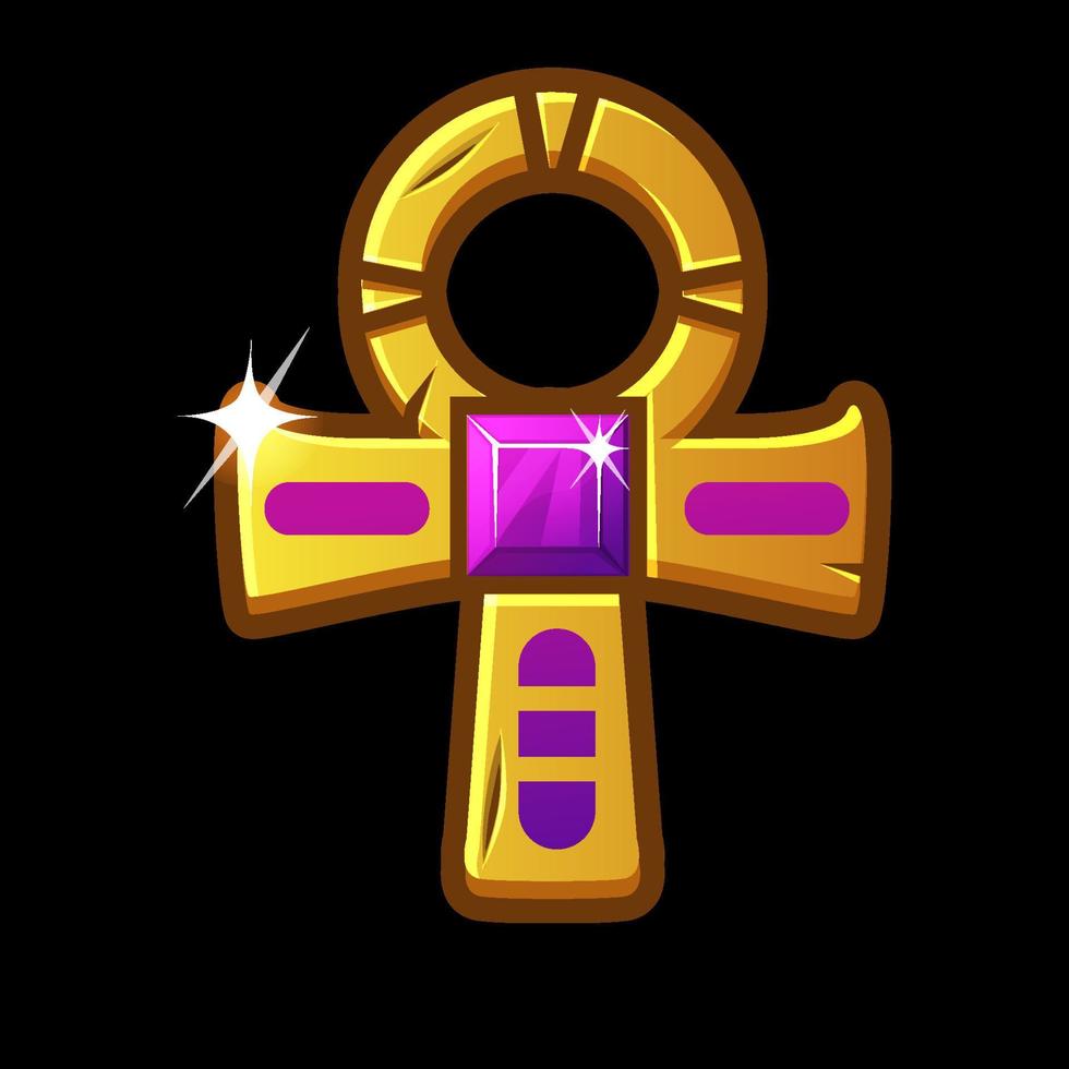 Golden ancient egyptian ankh icon or key of life. Sign or symbol of the Coptic Cross. vector