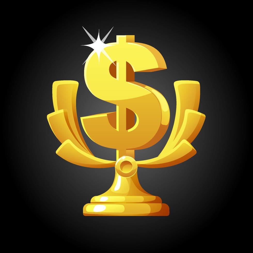 Vector gold award with a dollar for the game. Money reward for the winner.