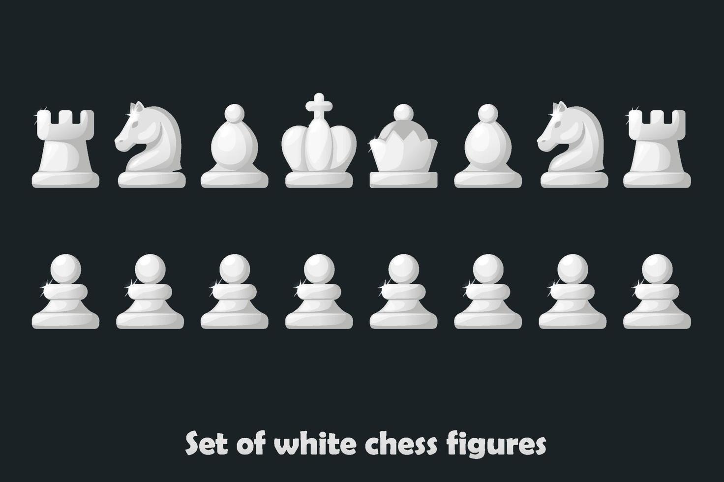 Set white figures for chess strategy board game. Vector symbol