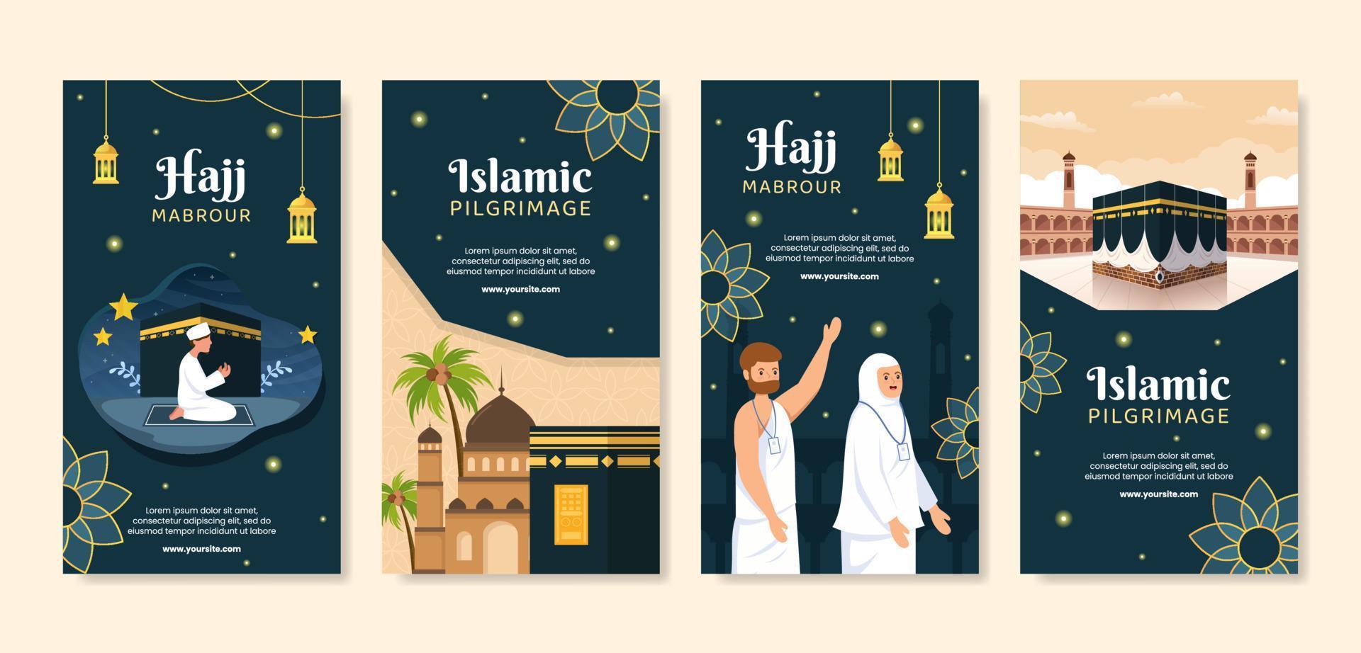 ilustración de fondo de dibujos animados plana de redes sociales de plantilla de historias de hajj o umrah mabroor vector