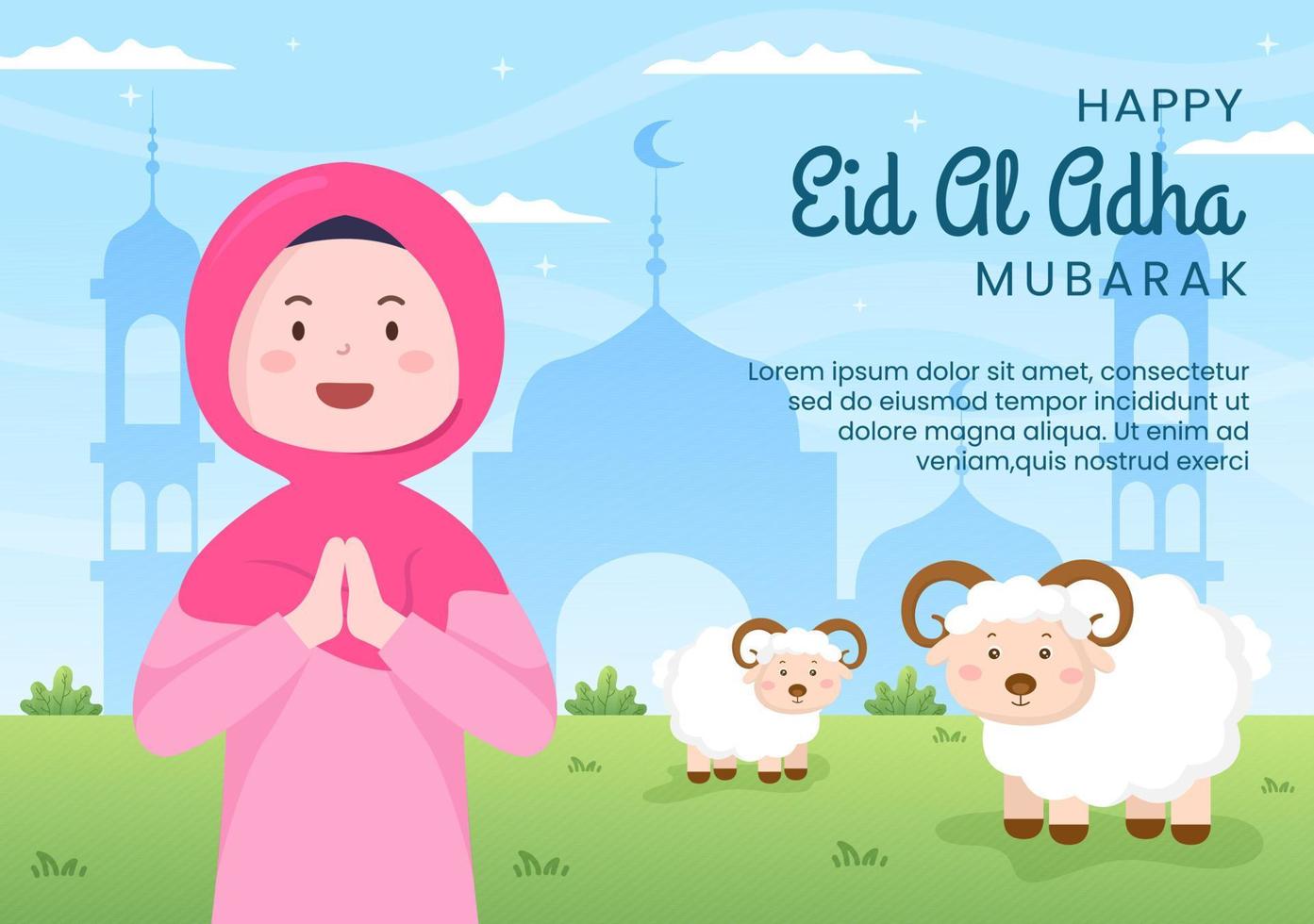 Eid al Adha Template Social Media Flat Cartoon Background Illustration vector