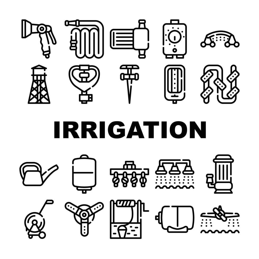 Irrigation System Collection Icons Set isolated illustration vector