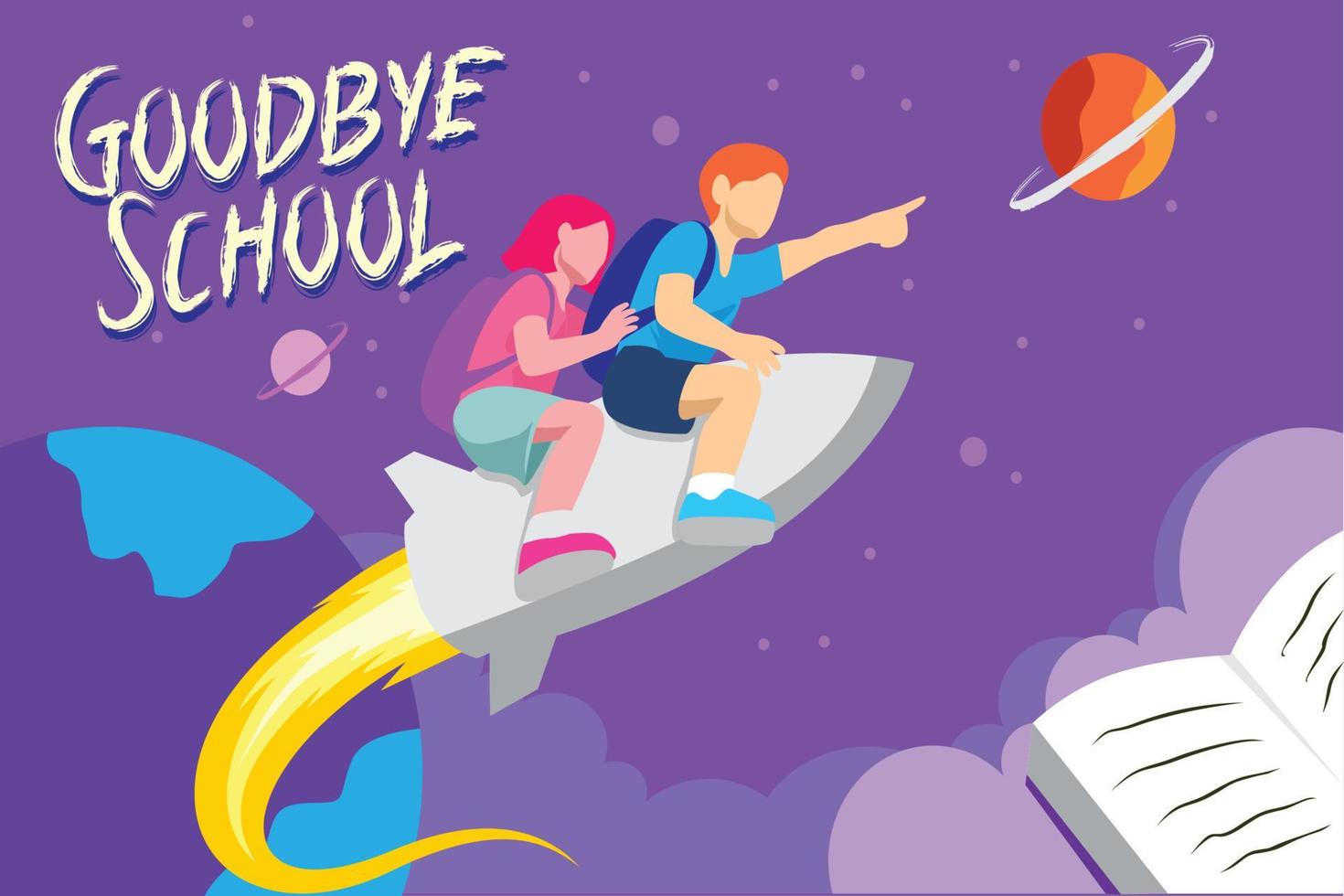 Print back to school rocket vector