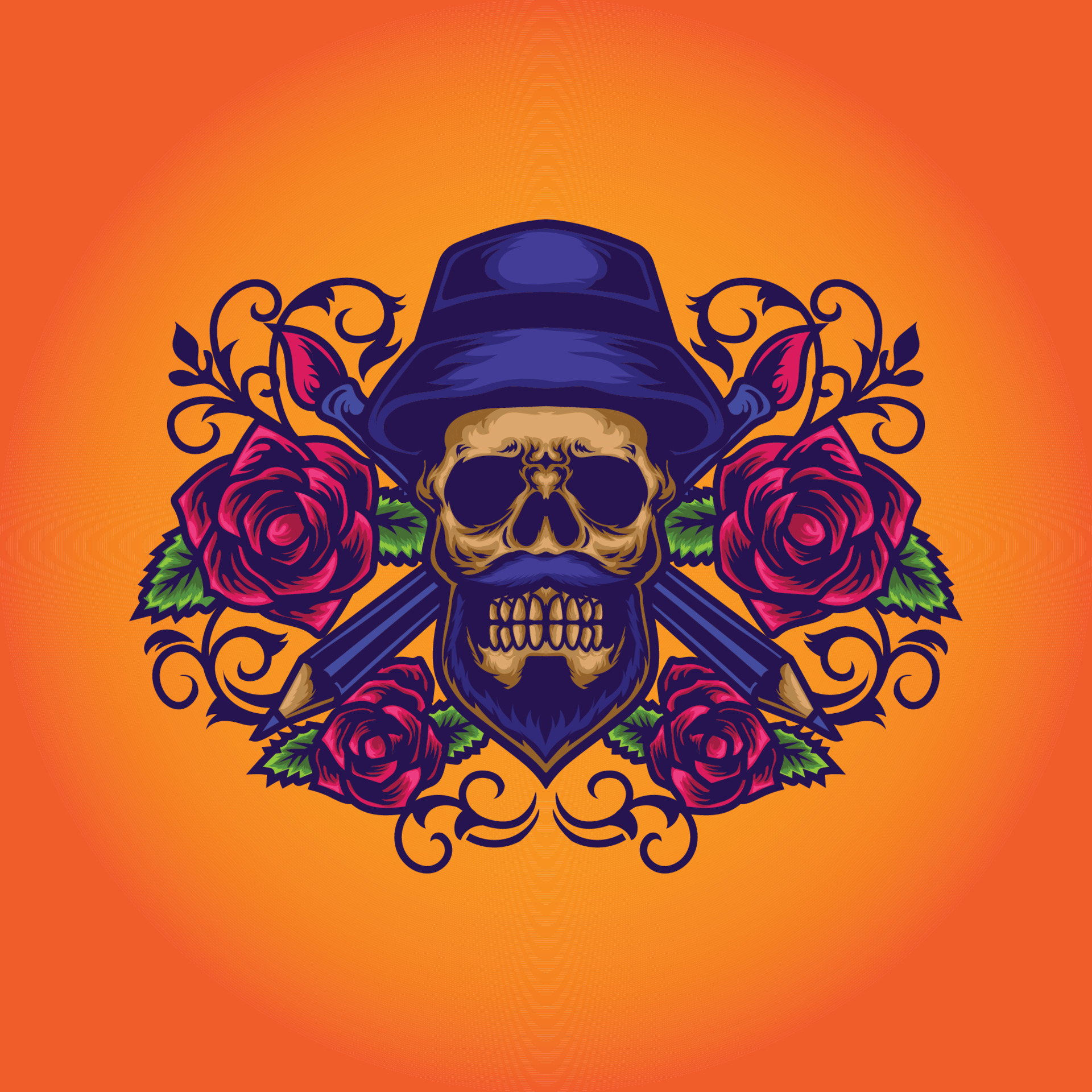 Print skull roses illustration 7984796 Vector Art at Vecteezy