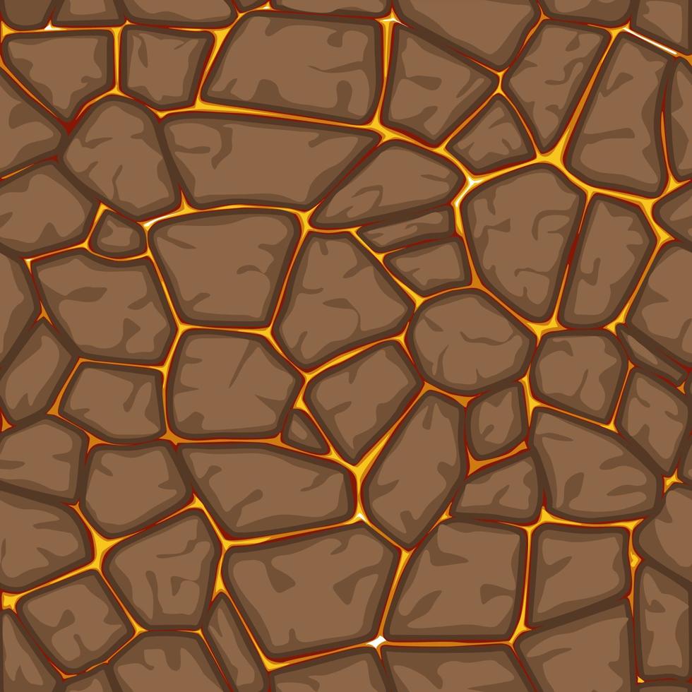 piedra marrón de textura transparente con lava o fuego.epspatrón de lava sin costuras con piedras marrones para diseño gráfico. vector