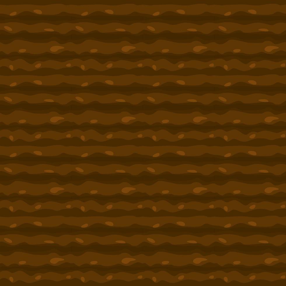 Ground seamless texture. Game UI for the game farm. Brown background of cultivated land. vector