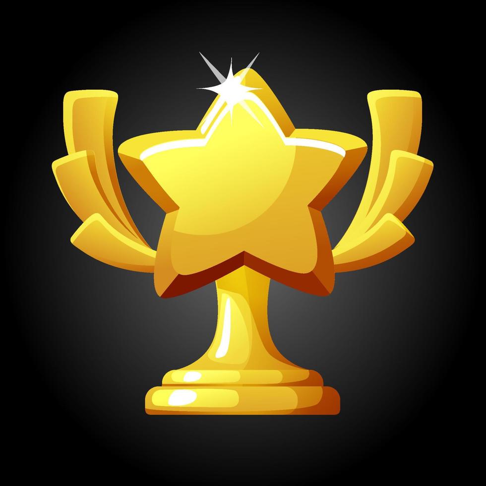 Vector award with a gold star for the game. Reward for the winner, champion.