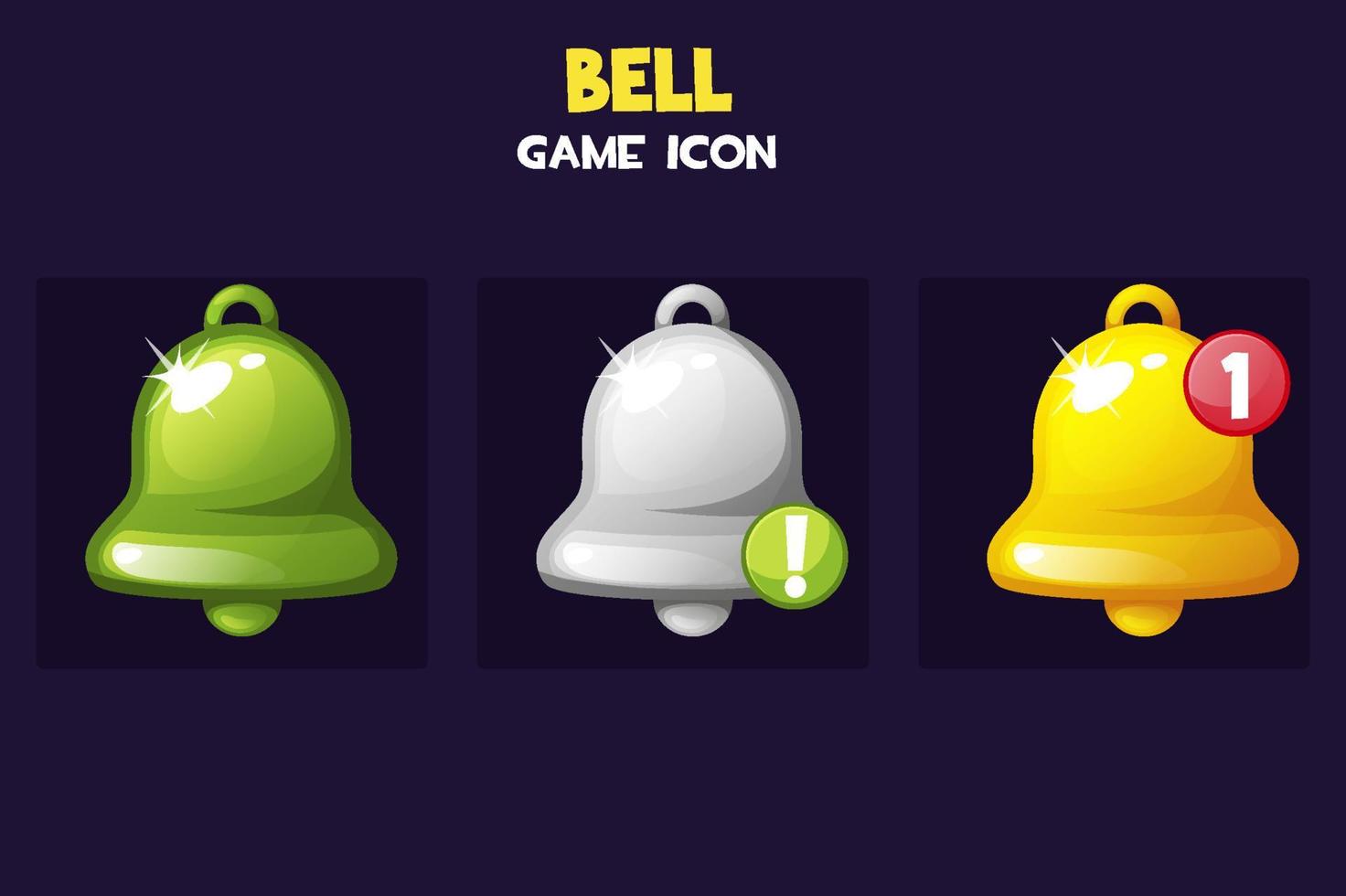 Set Notification icons for game. Vector illustration message icons for app, objects for gui.