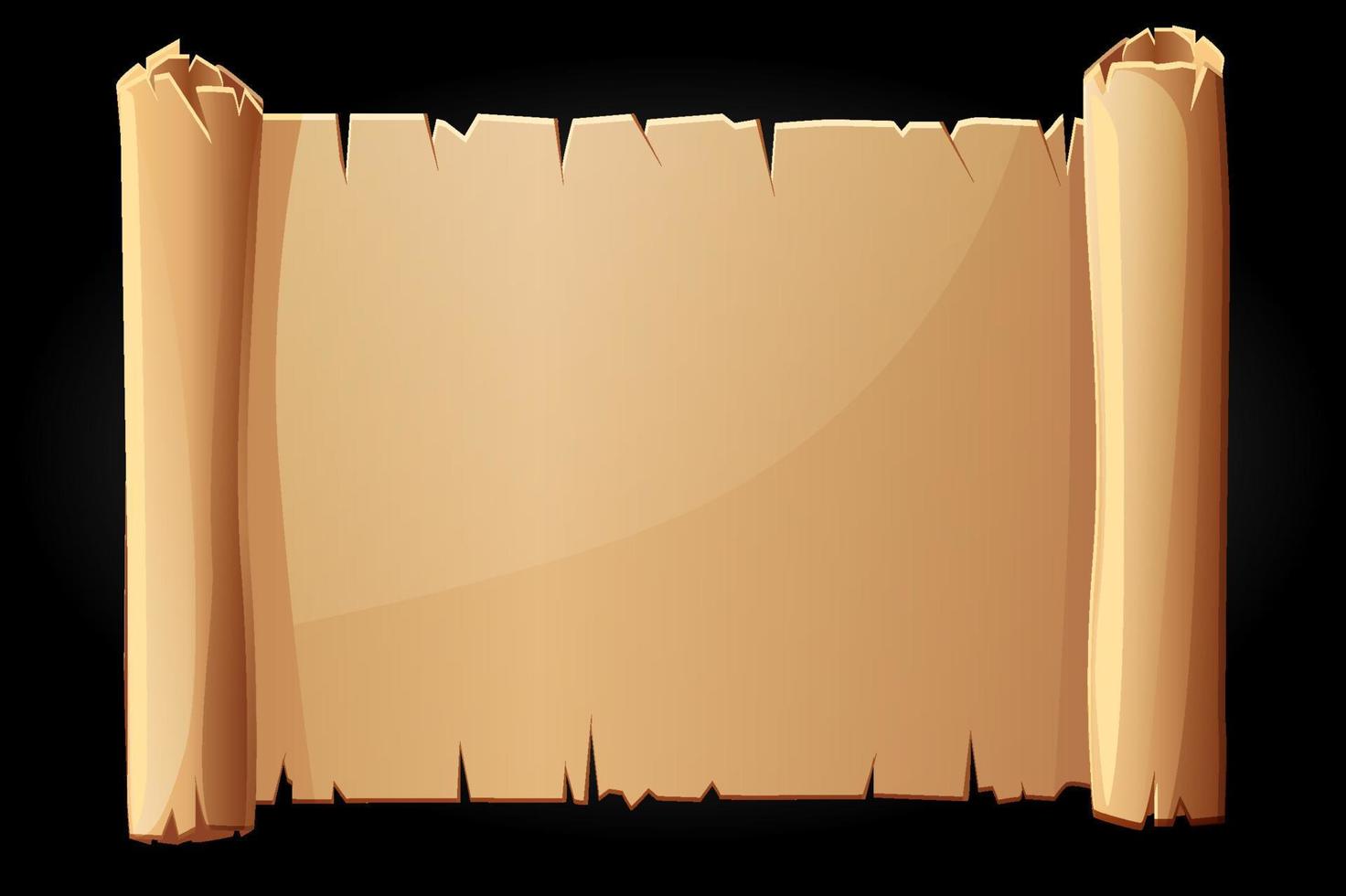 Old paper scroll, blank papyrus template for writing. Vector illustration of paper for manuscript.