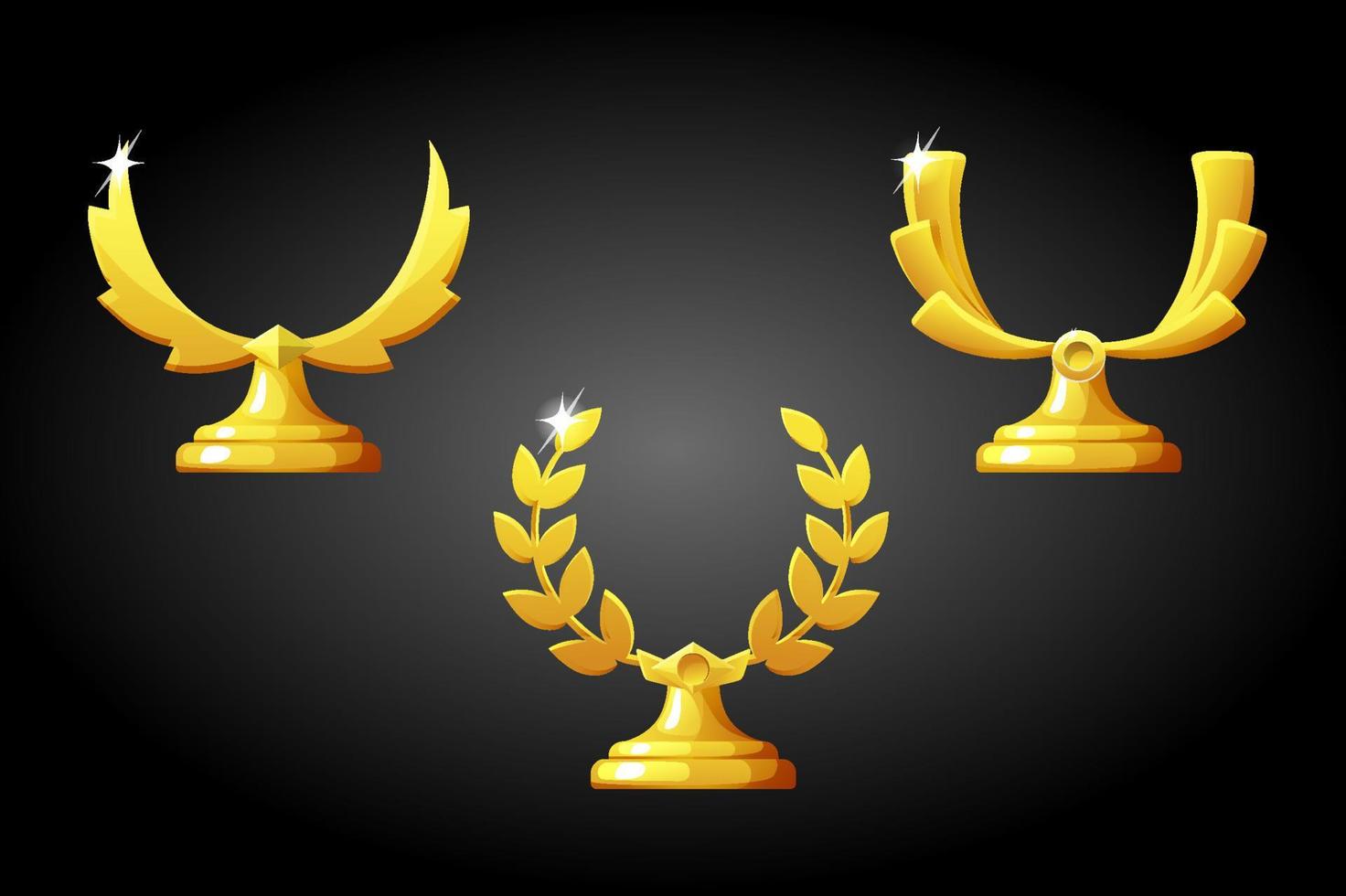Gold reward achievement templates for the game. Set of vector blank awards for the winner.