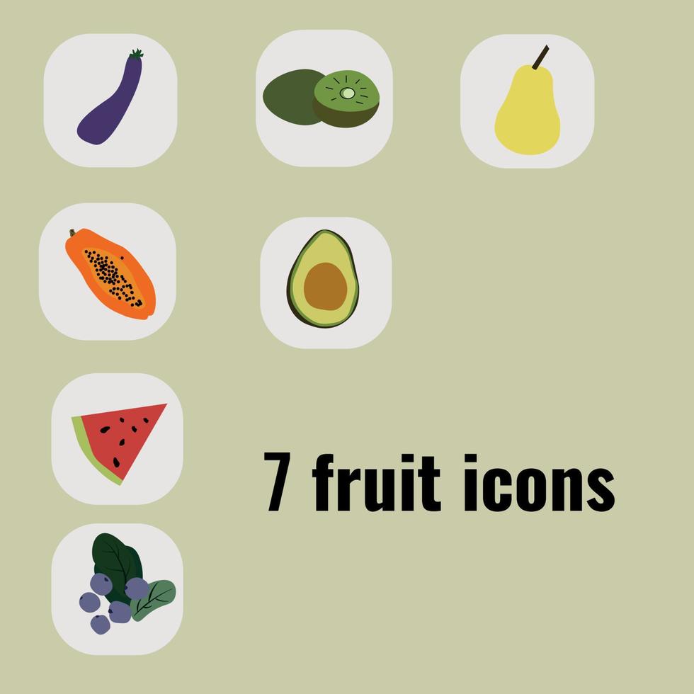 icons for mobile apps fruits vector