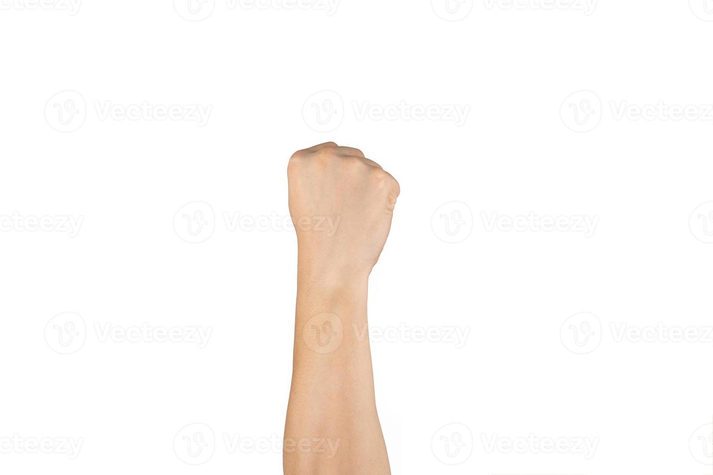 Asian back hand shows and counts 0 zero sign on finger on isolated white background. Clipping path photo
