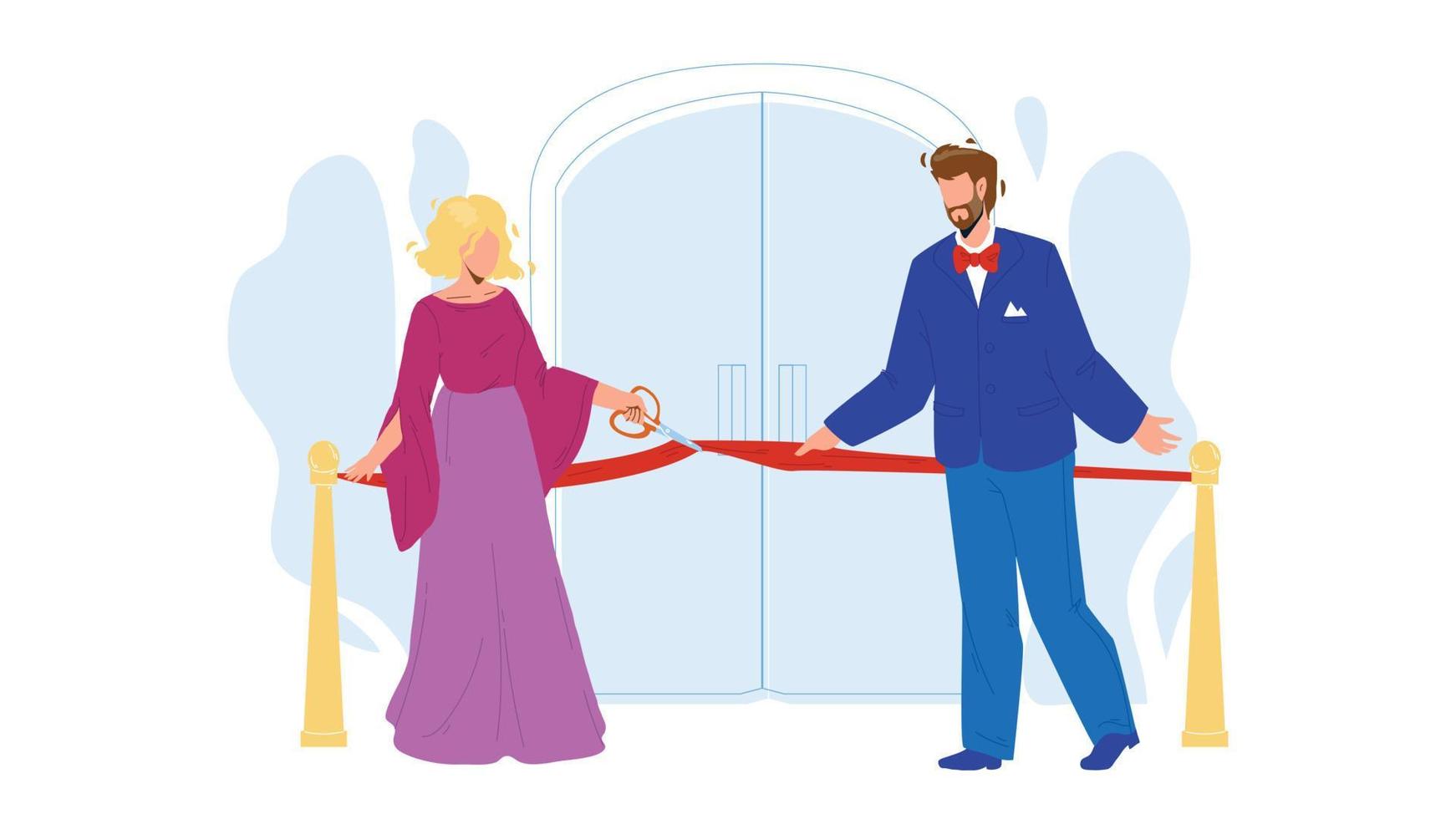 Grand Opening Ceremony, People Cut Tape Vector