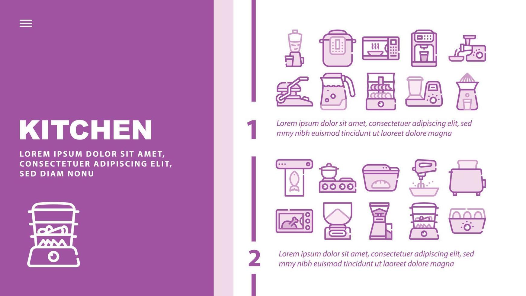 vector de encabezado de aterrizaje de electrónica de cocina