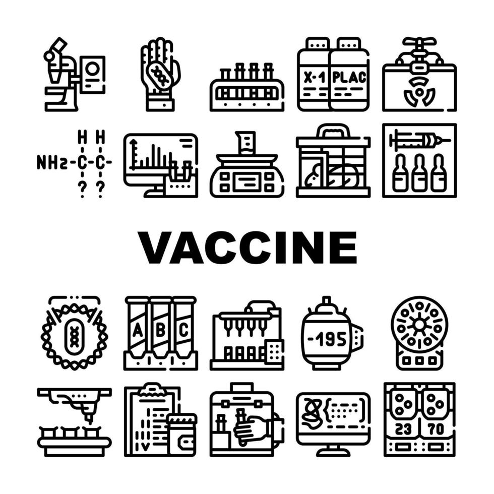 Vaccine Production Collection Icons Set Vector Flat
