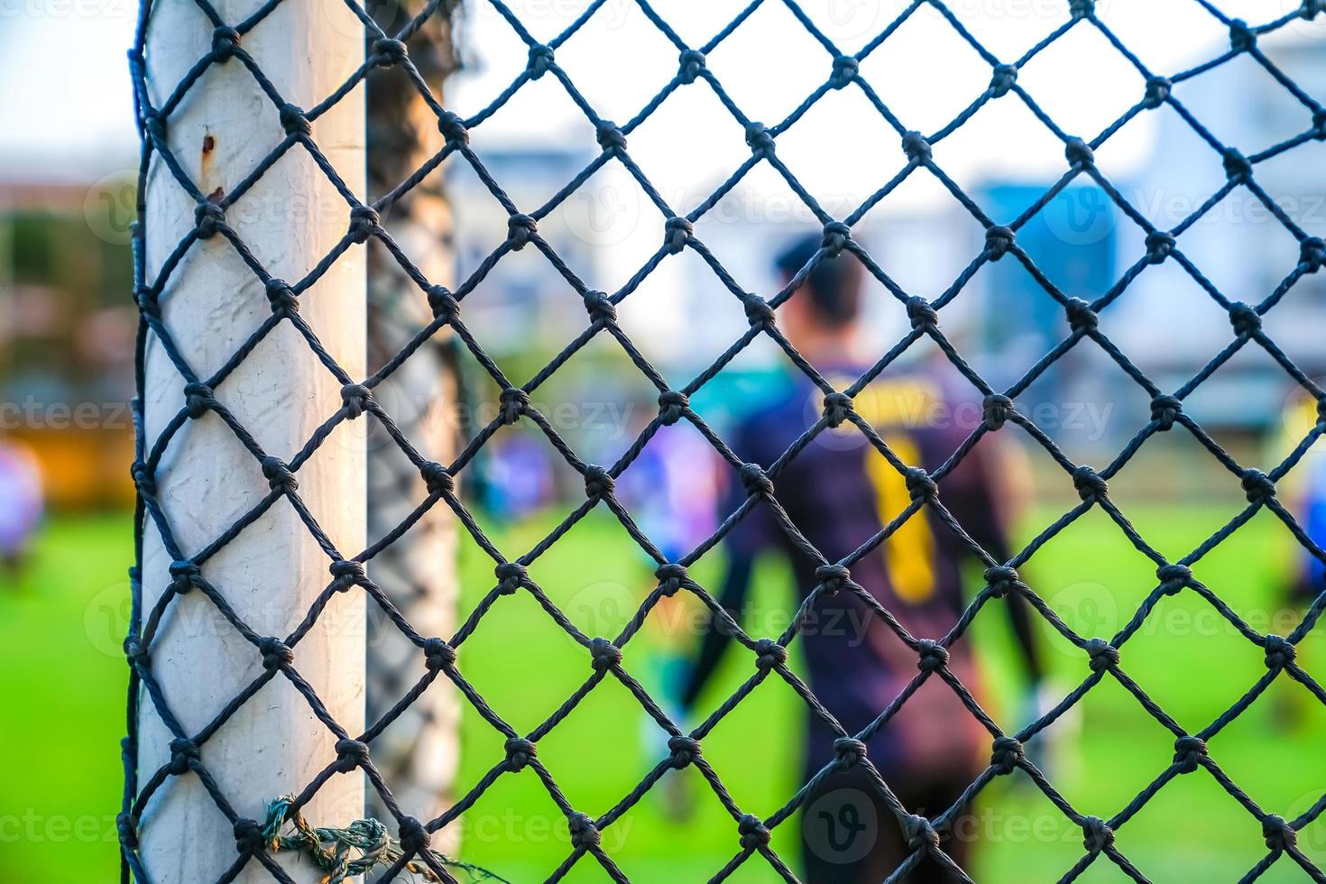 football goal net with blur background photo