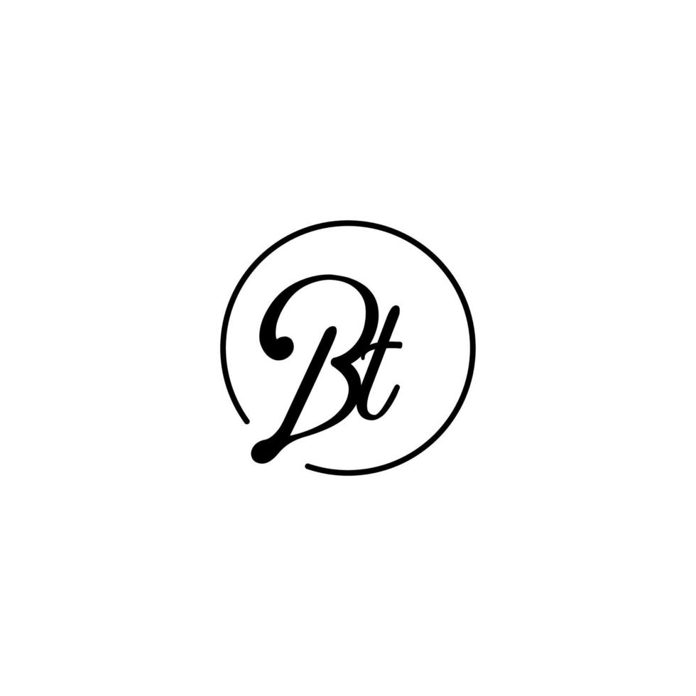 BT circle initial logo best for beauty and fashion in bold feminine concept vector