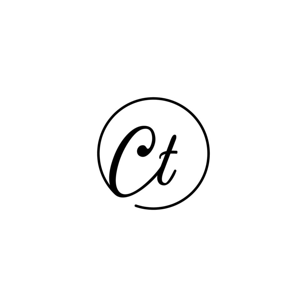 CT circle initial logo best for beauty and fashion in bold feminine concept vector