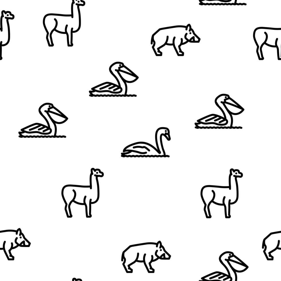 Wild Animals, Birds And Insects Vector Seamless Pattern